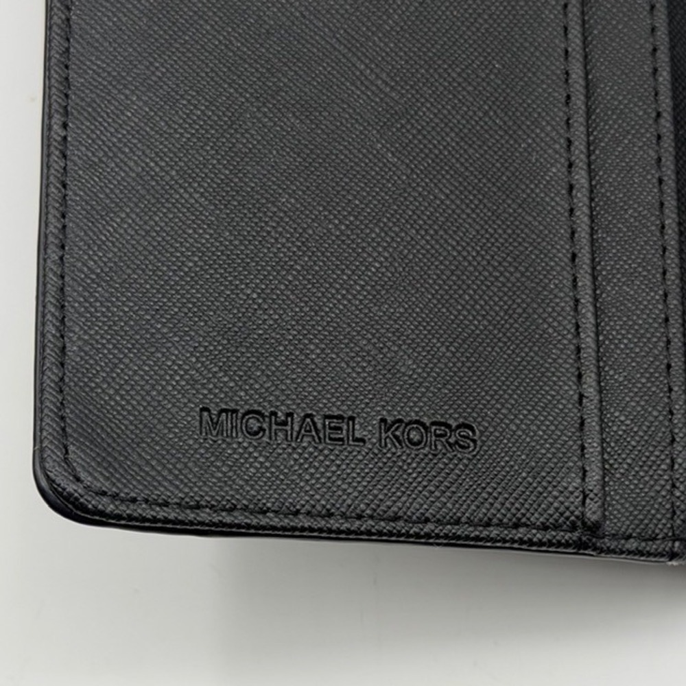Michael Kors Black Pebbled Leather Continental Wallet Contrast Stitching Logo - Picture 4 of 9